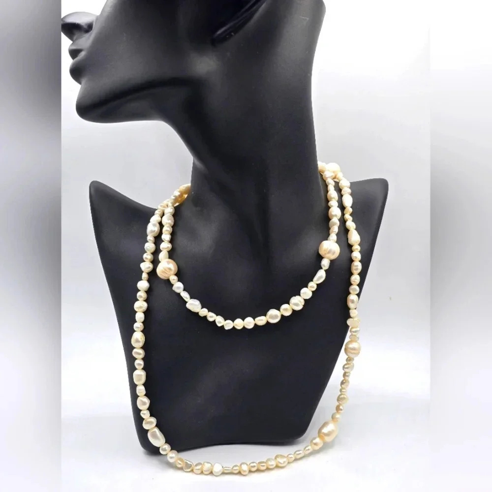 High Luster Natural Pearl 32" Necklace